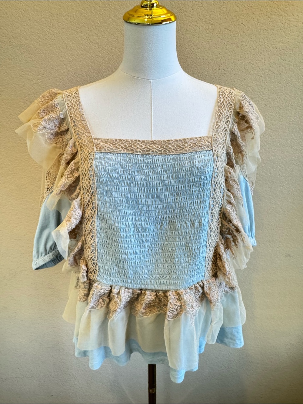 Anthropologie Forever That Girl Ruffled Lace Peplum Top Women’s M Romantic Boho - Picture 2 of 15